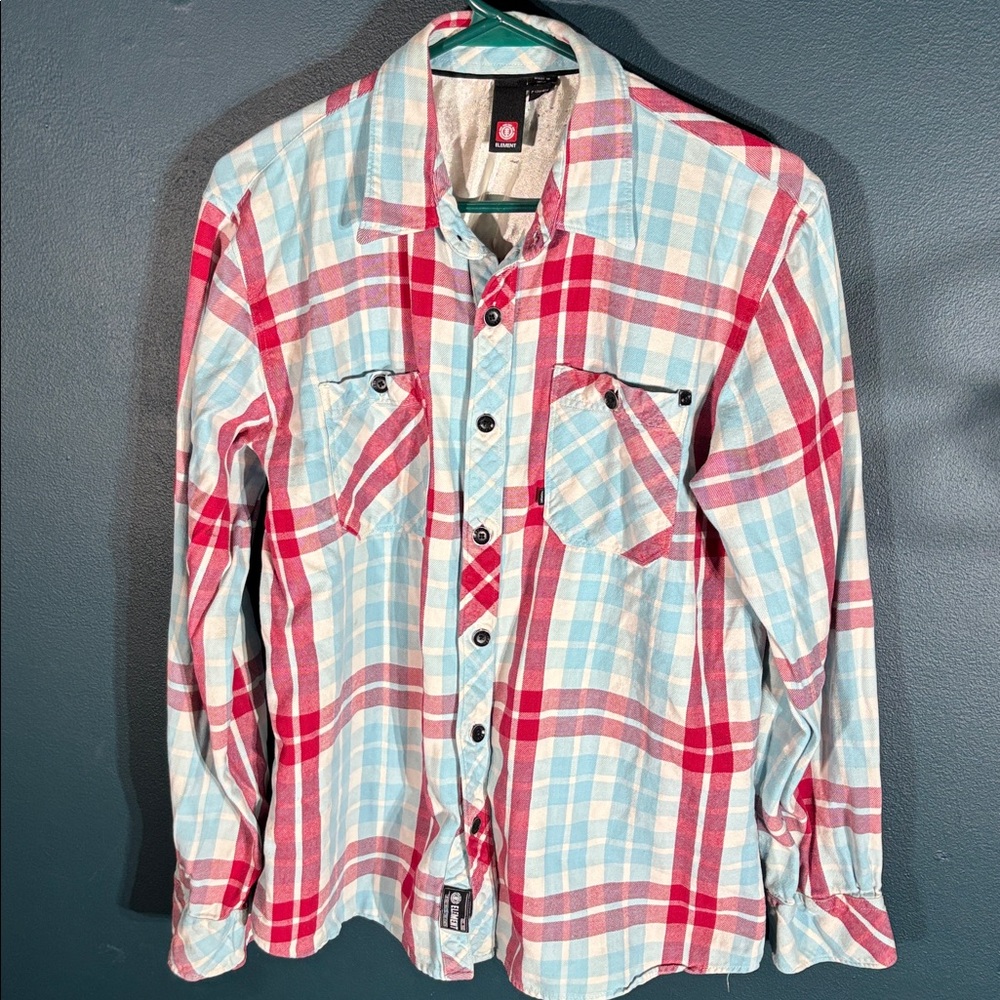 Element Women’s Skater Plaid Flannel Button Down Shirt Size Large